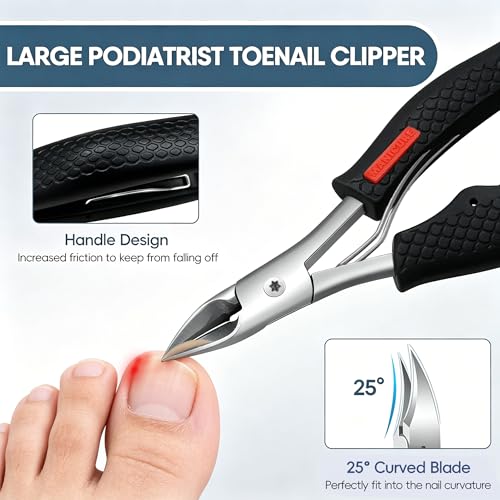 Toenail Clippers for Seniors Thick Toenails, Professional Large Toe Nail Cutter & Trimmer for Men and Women, Pedicure Knife Tools, Ingrown Toenail Removal Kit, Ultra Sharp Fingernail Clippers 8 Pcs