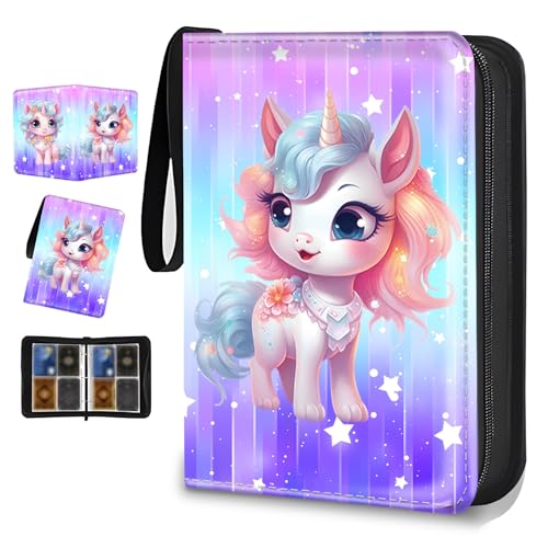 4 Pocket Trading Card Binder, Holds 400 Cards, Zipper Binder - color: color