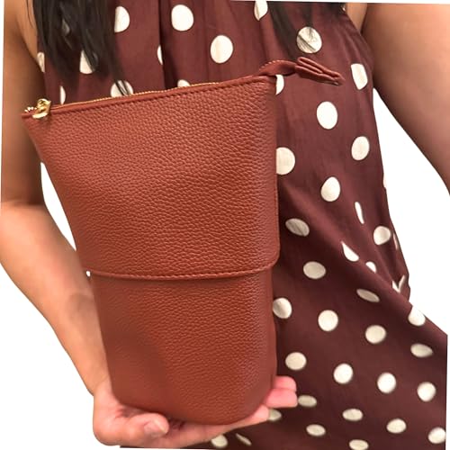 JAZD Travel Makeup Brush Bag Standup Brush Holder Portable Convertible Make up Brush Pouch Cosmetic Case (BURGUNDY) - color: BURGUNDY