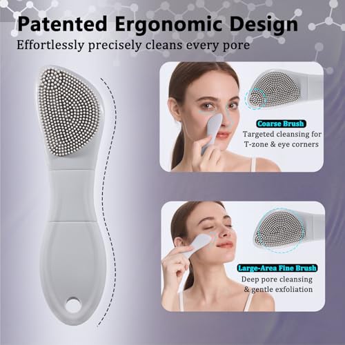 Silicone Face Scrubber Black Head Remover for Face- Appliances for Removing Make-up for Deep Cleansing Blackhead Remover Tools Face Spatula Makeup Removal Washing Brushes Pore Cleaner (Gray) - color: Gray