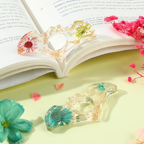 Book Page Holder 2 Pcs Thumb Book Page Holder Handmade Dried Flower Books Opener Holders Books Accessories for Reading Lovers Gifts for BookLovers Teachers Friends Bookworm Literary Yellow and Blue