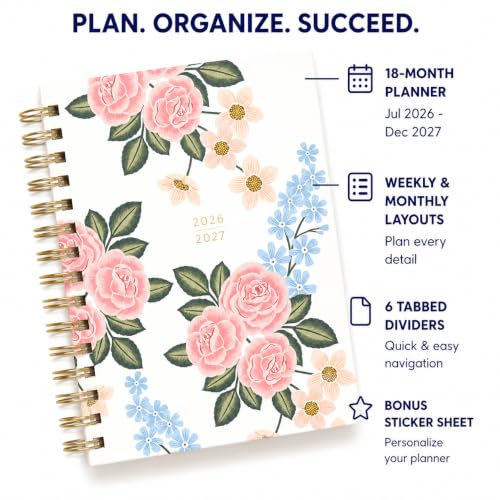 WORLD TRAVELER Academic Planner School Organizer Jul 2026-Dec 2027, 7"x9" - color: Pink Floral