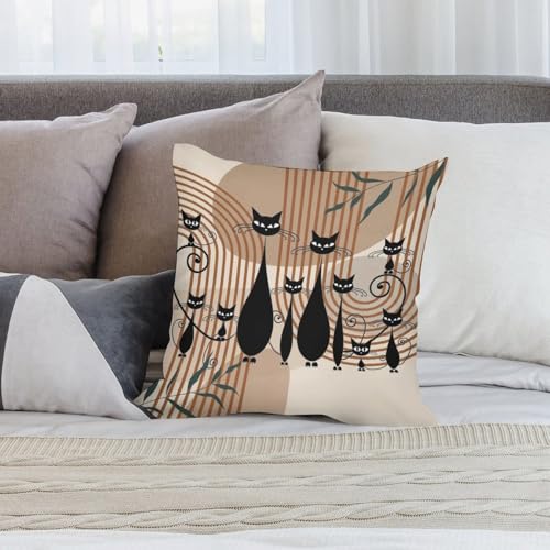 Vintage Black Cat Pillow Covers Mid Century Abstract Geometry Retro Rainbow Leaves Pattern Home Decor Sofa Bedroom Cushion Outdoor Indoor Decorations 16 "x16 - color: Butterfly-9, size: 16" x 16" (Pack of 2)