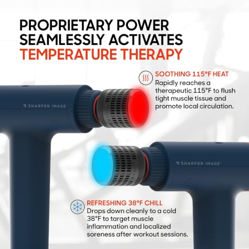Sharper Image Powerboost Versa Heat & Cold Therapy Percussion Massage Gun - color: Blue - Hot + Cold