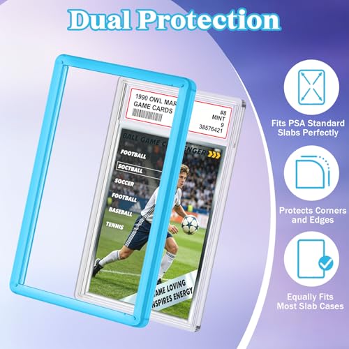 for 1 Pack PSA Slab Guard,Durable PSA Slab Protector Case,Hard TPU Stackable,Shock Absorbing Edge Protection,Soft Touch,Multiple Colors Guards with Precision Fit for Graded Cards Case,Blue - color: Blue, size: 1 Pack