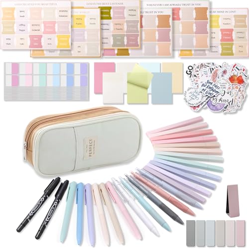 XKDOUS 58 Bible Study Supplies Journaling Kit, Bible Highlighters, Khaki - color: Khaki