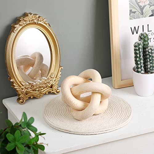 Yalikop 3 Link Wood Knot Decor Rustic Table Shelf Accents, Natural - color: Natural