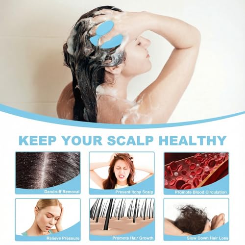 Meartchy Silicone Scalp Massager Shampoo Brush, Scalp Brush for Hair Growth & Dandruff Removal, Hair Scrubber Scalp Stimulator Exfoliator Brush with Soft Bristles for Wet Dry Scalp Care (Light Blue) - color: Light Blue
