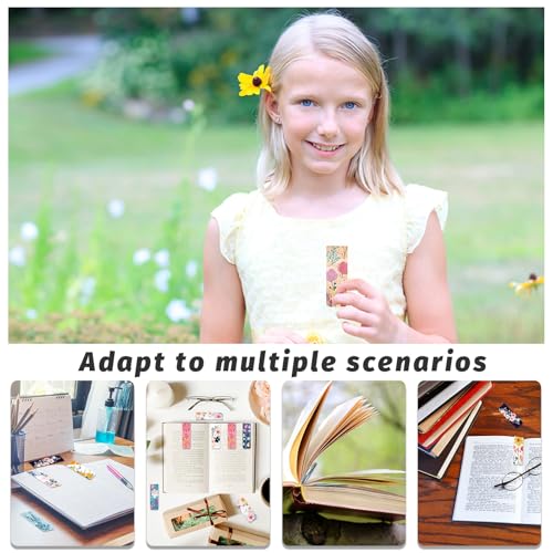 96 Pieces Magnetic Bookmarks Magnet Page Markers - Book Marks for Reading Women & Men with Storage Boxes - Cute Magnet Bookmark Clips for Reading Pleasure（Flowers） - size: 96, style: Flowers Style