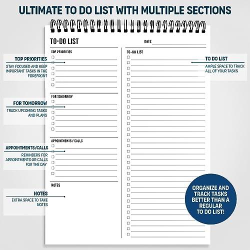 To Do List Notepad 8.5x11" - Large Size, 52 Sheets - Daily Planner Notebook - style: Daily To Do List