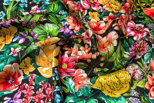 100% Mulberry Silk Scarf - 25.6" Square Neckerchief & Headscarf Gift Packed - color: Black-garden