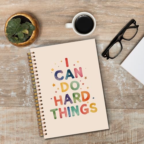 JINYO I Can Do Hard Things Inspirational Notebook, Motivational Positive Notebooks for Note Taking, Affirmations Journals for Writing, Colorful Aesthetic Spiral Notebook 5.5x8.3 Inch - color: white I Can Do Notebook