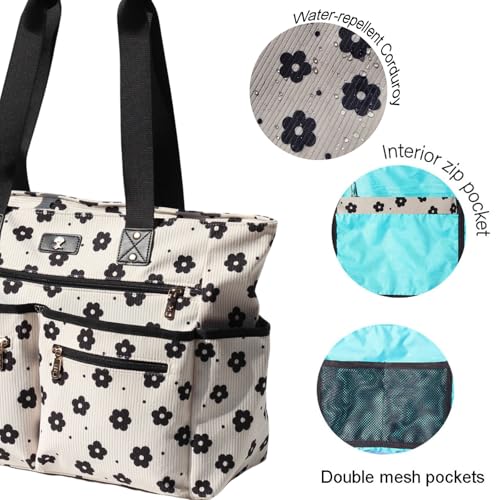 Weekender Bag Carry On Bag Overnight Tote Travel Duffle with 13 Pockets for Travel,Work，Gym,Beach,Teacher,Nurse - color: Corduroy Black flower