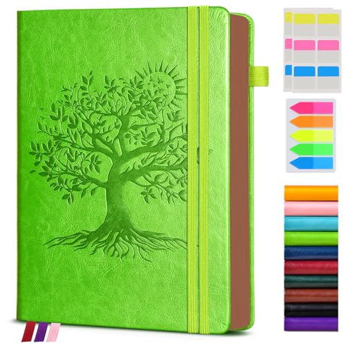 PAIBAS Lined Journal Notebook with 300 Page Numbered Pages, Vintage Leather - color: Light green, size: B5 (7in x 10in)