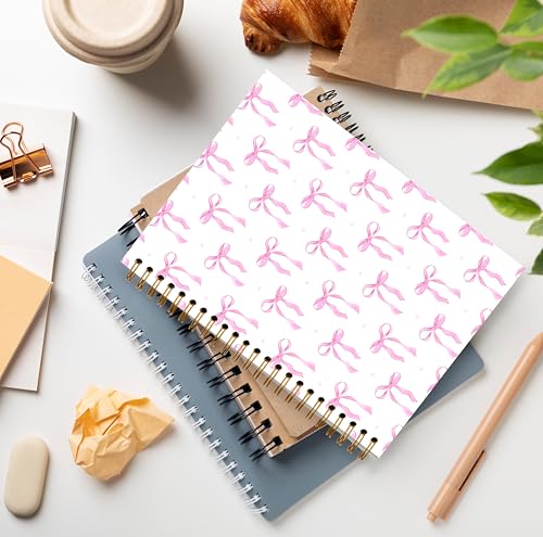 Pink Coquette Bow Notebook, Coquette Preppy Aesthetic Journal for Women, Girly Preppy Office Supplies, Cute Pink Ribbon Bow Spiral Notebook Journal 5.5x8.3 - color: Color 02