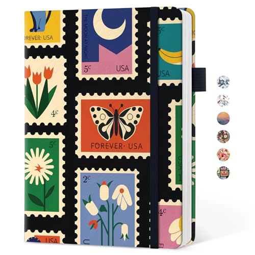 Taja Pretty Lined Journal for Women, Aesthetic Hardcover Leather Journal - color: E-Stamp, size: A-Lined