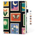 Taja Pretty Lined Journal for Women, Aesthetic Hardcover Leather Journal - color: E-Stamp, size: A-Lined