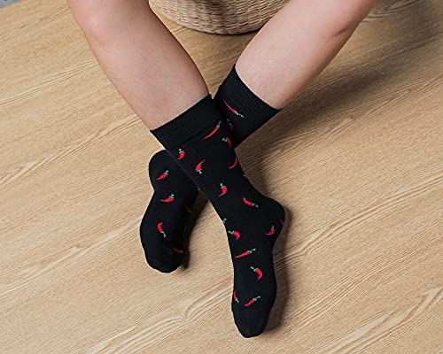 Mens Dress Socks, 5 Pair Combed Cotton Colorful Patterned Funny Crew Socks for Men Comfort - color: Animal