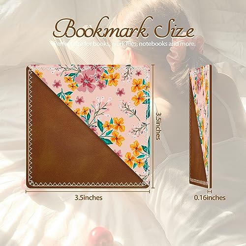 Personalized Leather Bookmarks, Fun & Cute Book Accessories for Reading Lovers, Unbreakable Page Markers for Women Men Girls Boys Student Teacher Kids Retirement Birthday Gifts (Pink Flower) - color: Pink Flower