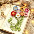 8 Pack Crochet Flower Bookmarks Daisy Sunflower Book Marks for Reading Gift - color: Colorful Flower