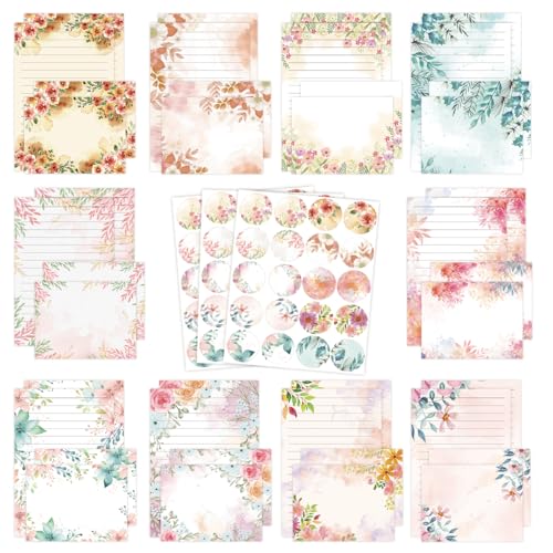 FUNCLASS 160 Pcs Floral Stationery Set Letter and Envelopes - color: Floral