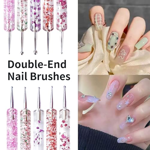 31PCS Nail Art Brush Set, Liner, Dotting, Fan & Flat Brushes - color: pink