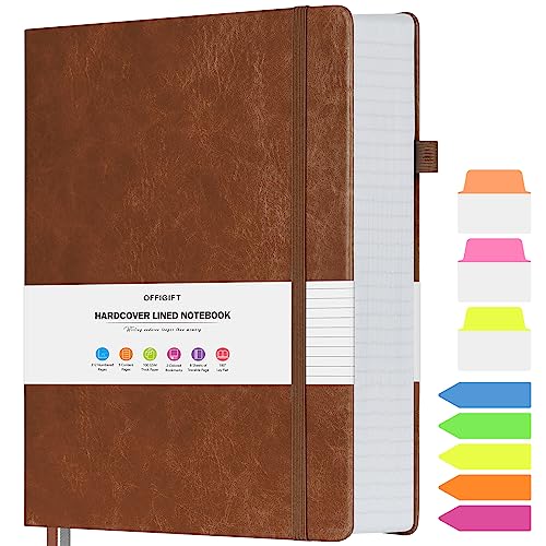 College Ruled Notebook 8.5" x 11", 312 Numbered Pages Lined Leather Journal - color: Brown, size: A4