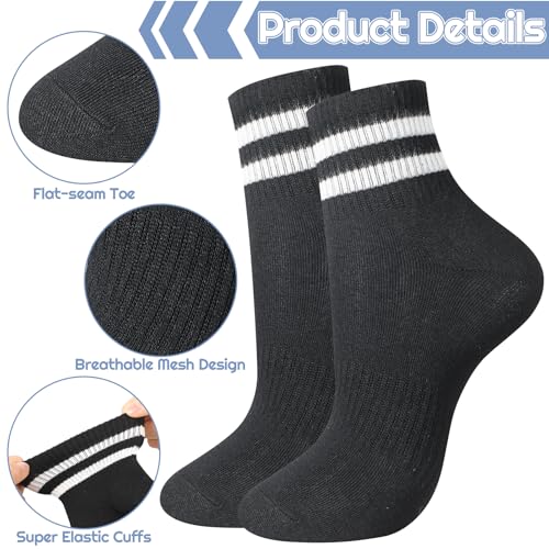 Womens White Crew Socks 6 Pair Striped Trim Casual Crew Socks - color: 8pairs Black