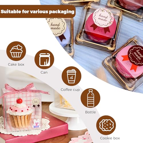 LELE LIFE 900 Handmade Stickers, 3 Styles, 300pcs Each, 2.8x3.5cm/1.1x1.4in, Paper, Rectangular, Perfect for Baked Goods Packaging