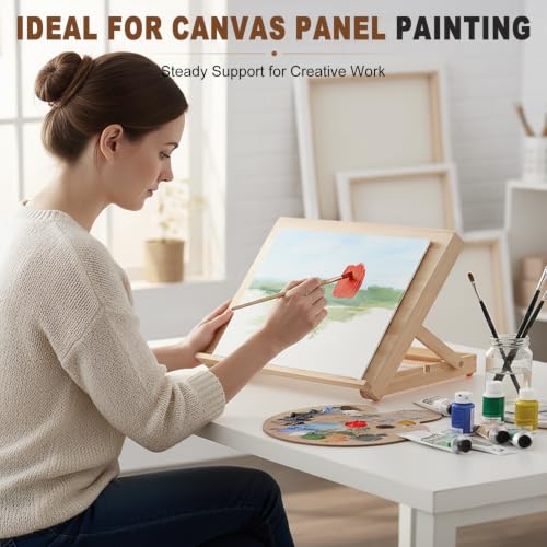 13.8"x11.4" Wooden Tabletop Easel with Paint & Sketch Papers, Masking Tape