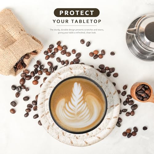 Lazebox Coasters Set of 8 for Drinks, 4 Inch Large Coasters for Coffee Table, Tabletop Protection for Hot & Cold Drinks, Versatile Coasters for Home Decor, Non-Slip & Easy to Clean, Coffee - color: Coffee