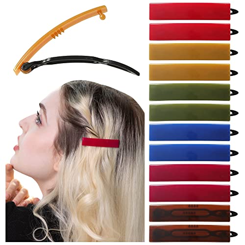 12pcs Hair Barrettes Set for Women and Girls, Hair Clips for Thick Thin Fine Hair, Non-metal Hair Accessories, Non-Slip Grip Handmade Snap Hairpin, BPA Free - color: SN7
