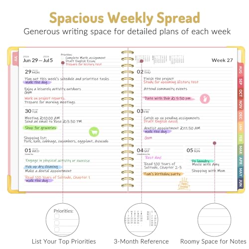 Forvencer Academic Planner 2026-2027, Calendar Jul 2026-Jun 2027, 8.5"x11" - color: Black, size: 8.5"x11" (Jul 2026 - Jun 2027)