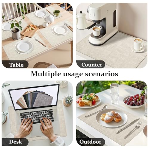FROMHEART Faux Leather PU Placemats Set of 4 (Beige,11.8" x 17") - color: Beige, size: Set of 4