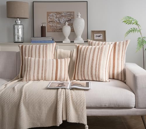 Cethom Brown Fall Rustic Boho Lumbar Throw Pillow Covers 12x20 Inch Set of - color: Brown, size: 20" x 12" (Pack of 2)