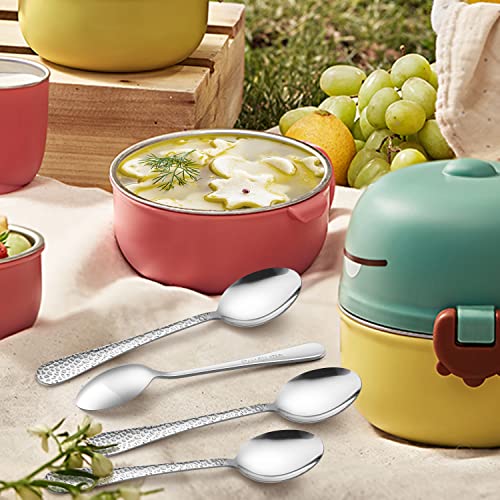 LIANYU 9PCS Kids Spoons Silverware Set, Stainless Steel Toddler Spoons - color: Silver