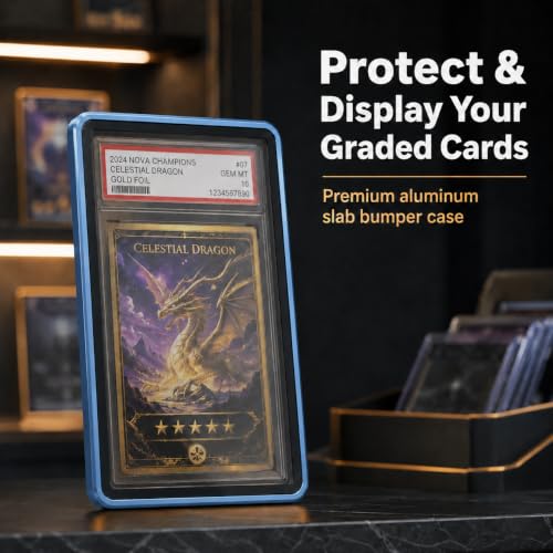 PSA Slab Case, Magnetic 9-Point Lock Display Protector,Blue - color: Light Blue