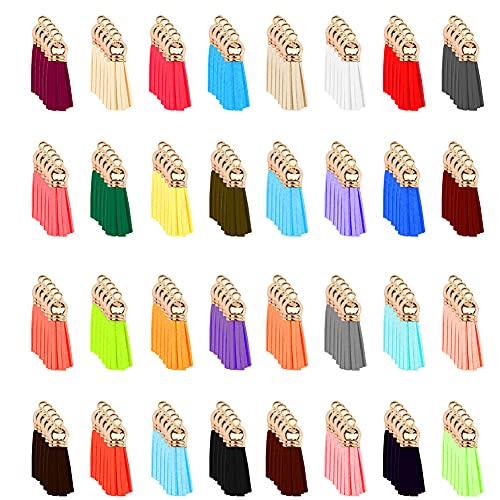 CCINEE 160PCS Keychain Tassel,Leather Tassel Charms Pendants Bulk for Craft Jewelry Making Bracelet Earrings,32 Colors