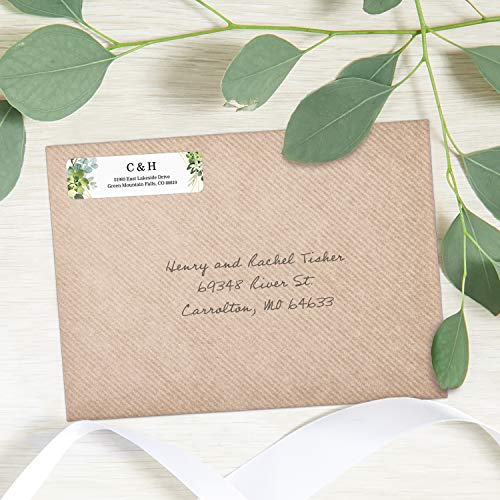Greenery Frames Rolled Address Labels/Roll of 250 Personalized Address Labels/Designer Return Address Stickers in Elegant Plastic Dispenser - size: 250 Labels, style: Greenery Frames