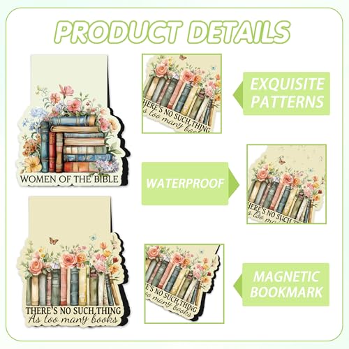 Vintage Floral Magnetic Bookmarks, 12 Pcs Book Lovers Magnet Book Mark Clips for Reading, Cute Bookish Gifts for Women Girls, Flower Page Marker for School Office Christmas Stocking Stuffers - style: Vintage Floral