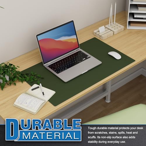 K KNODEL Small Office Desk Mat, Leather Mouse Pad (23.6"x13.8", Dark Green) - color: Dark Green, size: 23.6" x 13.8"
