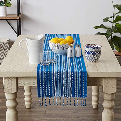 DII Southwest Collection Tabletop, Table Runner, 14x72, Blue - color: Blue, size: Table Runner, 14x72"