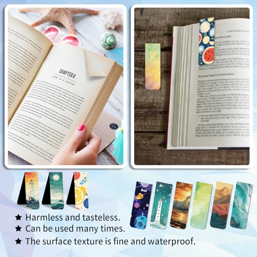 48 Pieces Magnetic Bookmarks Magnet Page Markers – Cute Magnet Bookmark Clips with Storage Boxes – Bookmarks for Reading Women & Men – Christmas Gifts & Teacher Gifts - size: 48, style: Unique Style