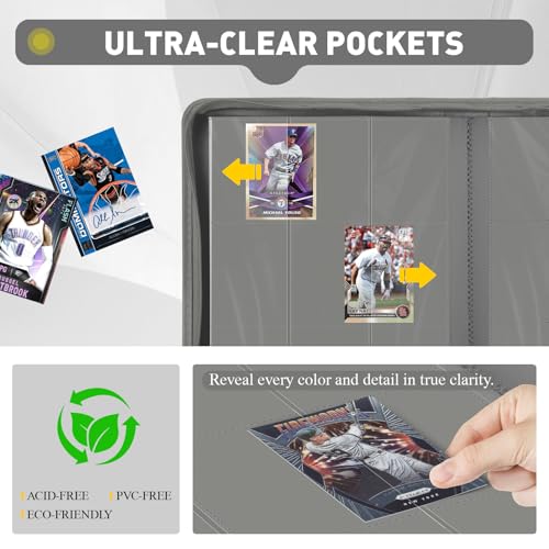 Trading Card Binder 9 Pocket, 360 Pockets Card Collection Binder - color: Gray