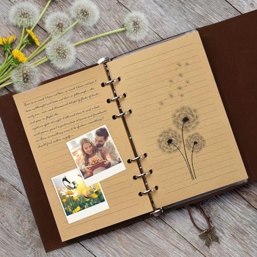 Leather Journal Notebook, Vintage Refillable Journal with 2 PVC Pockets, Travel Journal for Writing, Diary Journal for Women, Men, Girls and Boys, 100GSM Lined Paper, 160 Pages (Pink, A6 7.3"x 5.1") - color: Pink, size: A6 7.3'' x 5.1''
