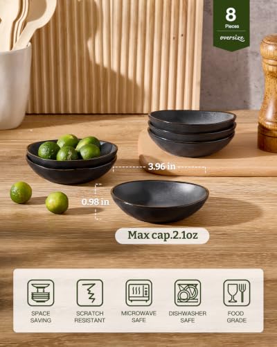 famiware Ceramic Soy Sauce Dish, 2.1oz Dipping Bowl Set of 8, Matte Black - color: Matte Black, size: 8pcs