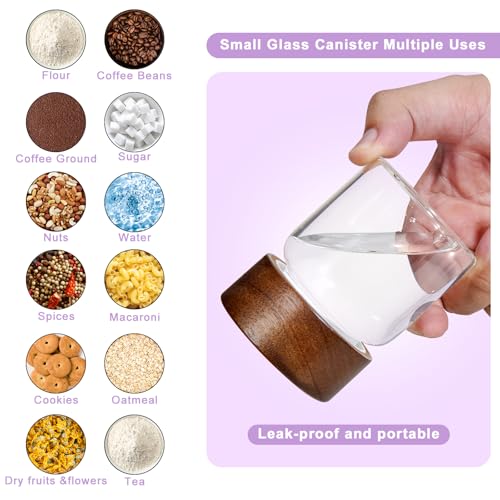 4 oz Glass Spice Mason Jars with Screw Wood Lid 8 pcs Airtight Small Glass Jars Seasoning Herb Containers Food Storage Canister for Sugar Coffee Bean Ground Pantry Cookies Salt (4oz(118ml)*8 pack) - color: 4oz(118ml)*8 pack