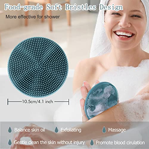 INNERNEED Food-Grade Soft Silicone Body Scrubber Shower Brush, Green+Pink - color: (Set) Dark Green+pink