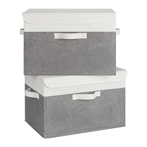 GRANNY SAYS Memory Keepsake Storage Box, Fabric Storage Bins with Lids - color: Gray & White, size: Extra Large
