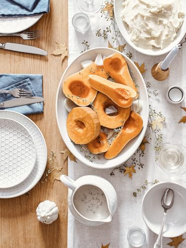 LE TAUCI Ceramic Serving Bowls Set of 2, Large Serving Dishes for Entertaining, 11.8 & 13.7 Inch Oval Serving platter, Salad Fruit Bowl, Pasta Bowls, Microwave & Dishwasher Safe - Arctic White - color: Arctic White, size: S+M